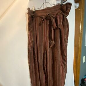 American Eagle Burnt Orange Striped Tie Pants with Pockets